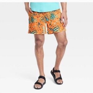 All in Motion Men's Hybrid Shorts 6", Orange Palm, Size XXL, NWT